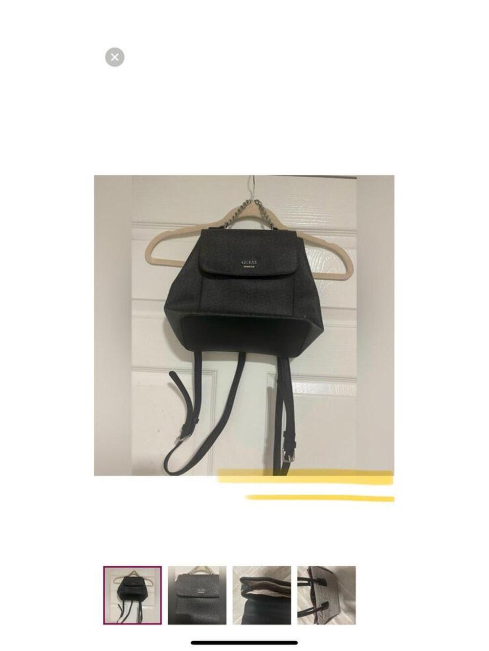 Guess Black Mini Backpack with Chain Handle
